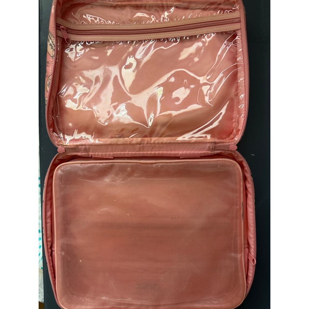 Victoria's Secret Pink Vanity Print Travel Makeup Bag Train Case Organizer - Picture 1 of 3